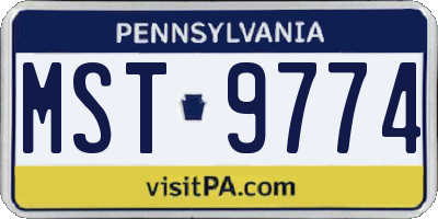 PA license plate MST9774