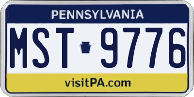PA license plate MST9776