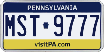 PA license plate MST9777