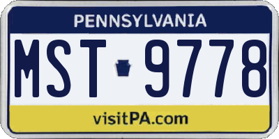 PA license plate MST9778