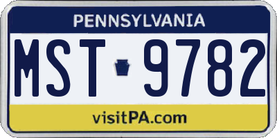 PA license plate MST9782