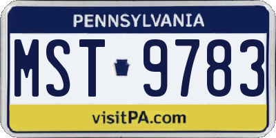 PA license plate MST9783