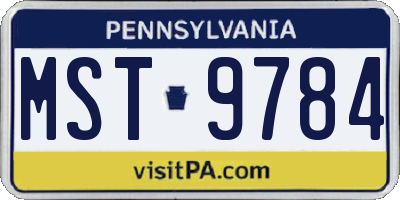 PA license plate MST9784