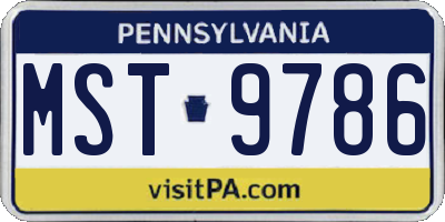 PA license plate MST9786
