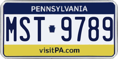PA license plate MST9789