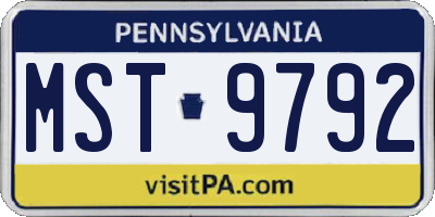 PA license plate MST9792