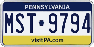 PA license plate MST9794