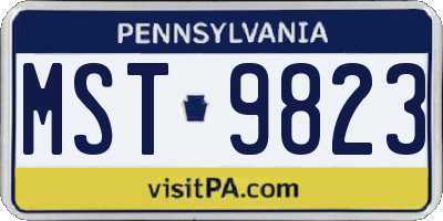 PA license plate MST9823