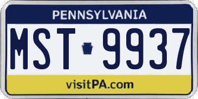 PA license plate MST9937