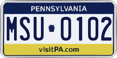 PA license plate MSU0102
