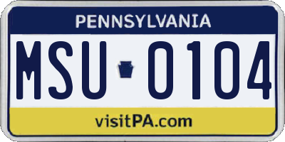 PA license plate MSU0104