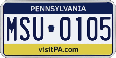 PA license plate MSU0105