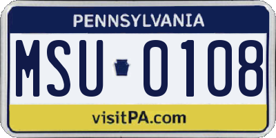 PA license plate MSU0108