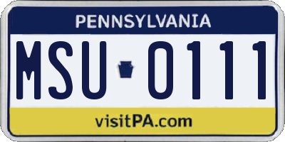 PA license plate MSU0111