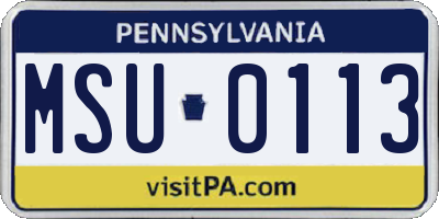 PA license plate MSU0113