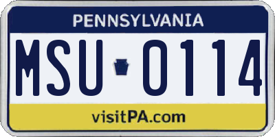 PA license plate MSU0114