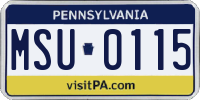PA license plate MSU0115