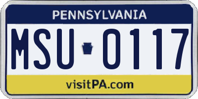 PA license plate MSU0117