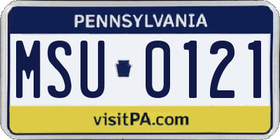 PA license plate MSU0121