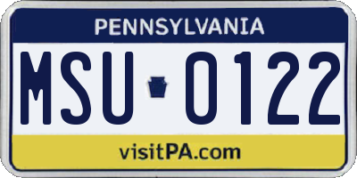 PA license plate MSU0122