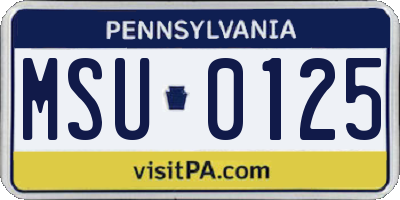 PA license plate MSU0125