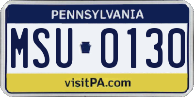PA license plate MSU0130