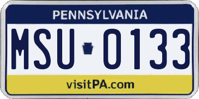 PA license plate MSU0133