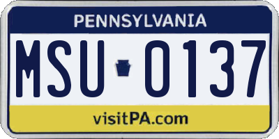 PA license plate MSU0137