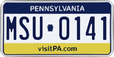 PA license plate MSU0141