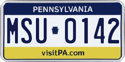 PA license plate MSU0142
