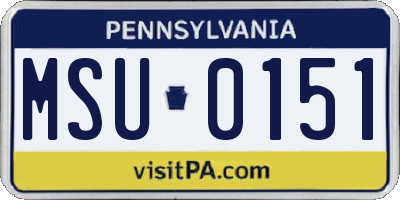 PA license plate MSU0151
