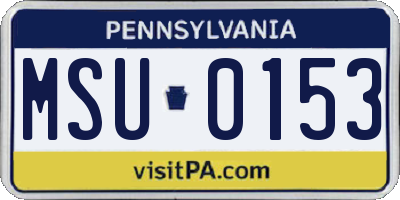 PA license plate MSU0153