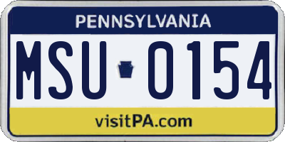 PA license plate MSU0154
