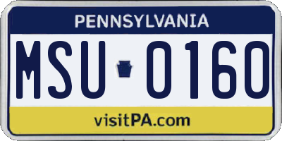 PA license plate MSU0160