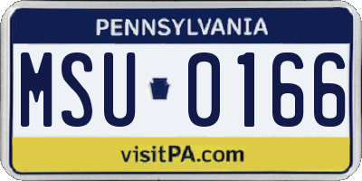 PA license plate MSU0166