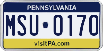 PA license plate MSU0170