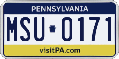 PA license plate MSU0171