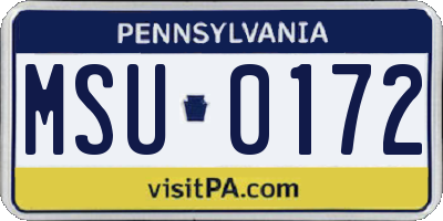 PA license plate MSU0172