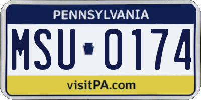 PA license plate MSU0174