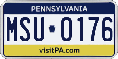 PA license plate MSU0176