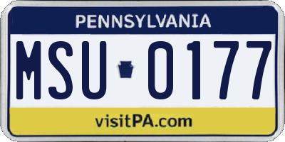 PA license plate MSU0177