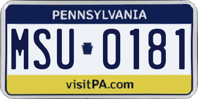 PA license plate MSU0181