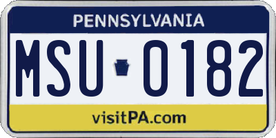 PA license plate MSU0182