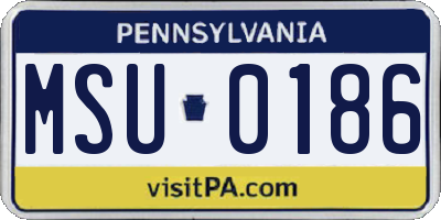 PA license plate MSU0186