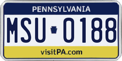 PA license plate MSU0188