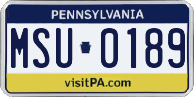 PA license plate MSU0189