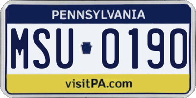 PA license plate MSU0190