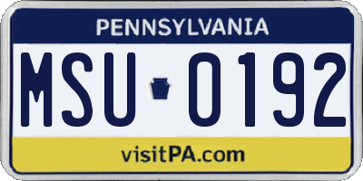 PA license plate MSU0192