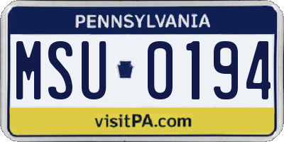 PA license plate MSU0194