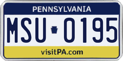 PA license plate MSU0195